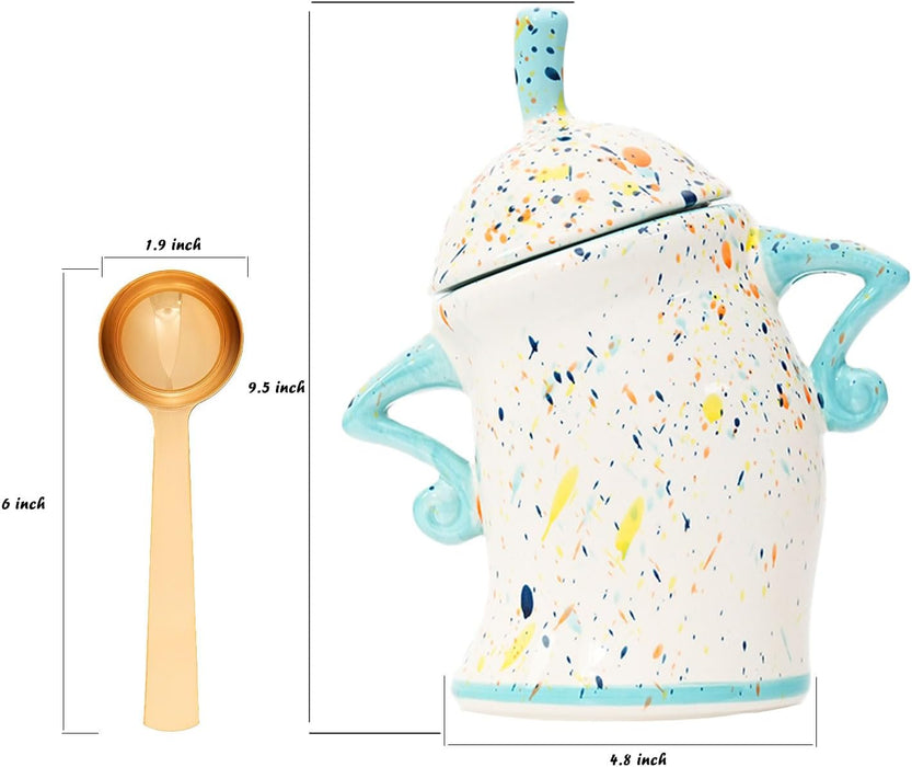 Sassy Handmade Ceramic Storage Canister with Attitude, Airtight Coffee Kitchen Canister for Sugar, Flour, Tea,Nuts (Cyan)