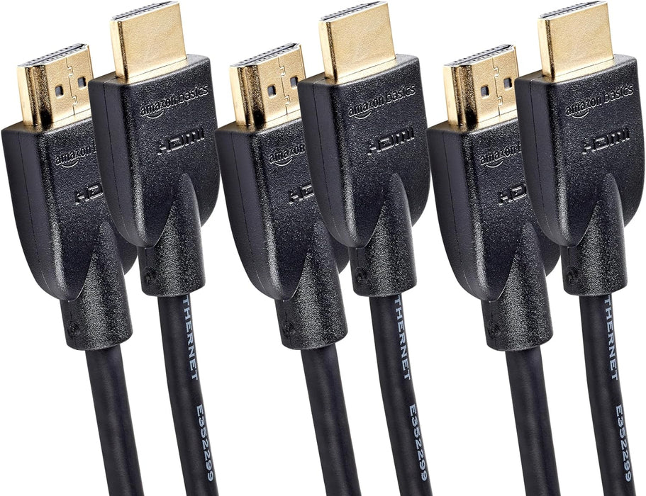 HDMI Cable, 3-Pack, 6 ft, High-Speed 4K@60Hz HDMI 2.0 Cord, 18Gbps, 2160p, 48 bit, Compatible with TV/PS5/Xbox/Roku/Blu-ray, Ethernet Ready, Black