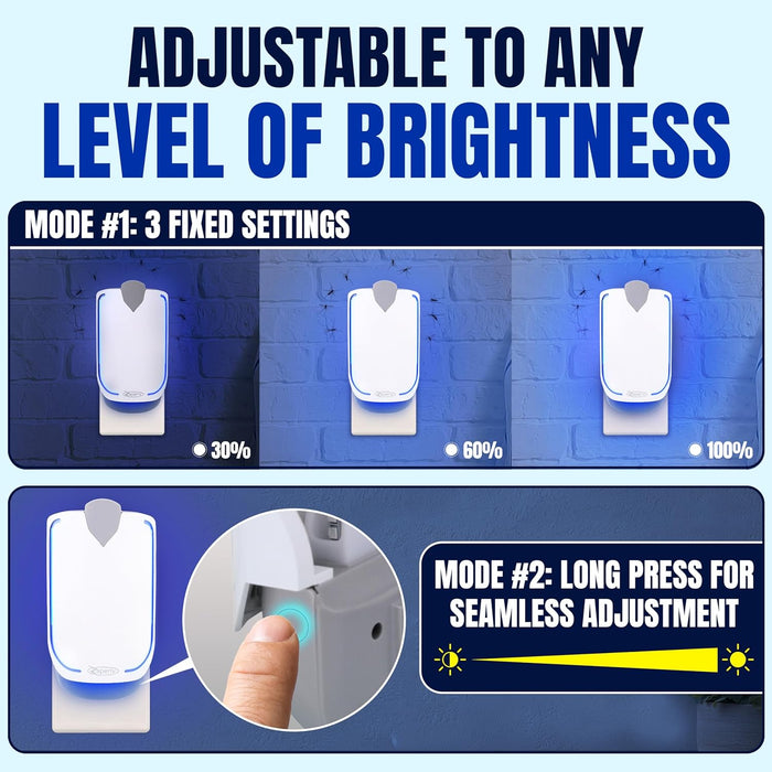2 Fruit Fly Traps & 10 Adhesive Cartridges, Indoor Plug-in Bug Catcher, UV Light Fly Trap Captures Fruit Flies, Gnats, H