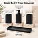 Matte Black Bathroom Accessories Set, 4-Piece Bathroom Accessory Set with Soap Dispenser, Toothbrush Holder, Tumbler and Vanity Tray, Polyresin Countertop Organizer