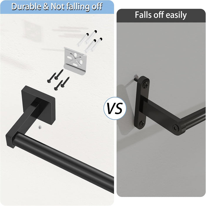 Towel Bar for Bathroom, 24" 2 Pack Wall Mounted Towel Rack, Black