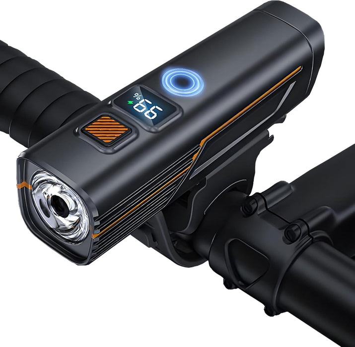 High Lumens Super Bright Bike Lights for Night Riding,Precision Battery Display&Smart Auto Light Sensor,5Modes,USB Recha