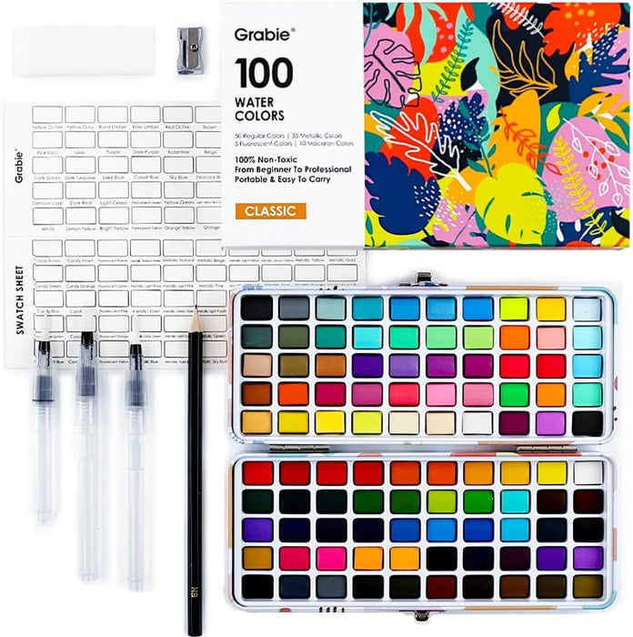 Watercolor Paint Set of 100 Color with Brush Pens
