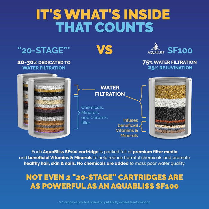 High Output Shower Filter Replacement Cartridge – Reduces Chemicals & Chlorine, Restores Ph Balance, Glowing Skin, Strong Nails & Shimmering Hair – 1-Pack (SFC100)