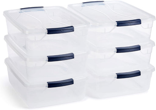 Cleverstore 17 Quart Clear Latching Waterproof Stackable Airtight Storage Containers with Durable Latching Lids (6 Pack)