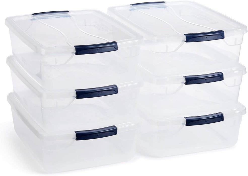 Cleverstore 17 Quart Clear Latching Waterproof Stackable Airtight Storage Containers with Durable Latching Lids (6 Pack)
