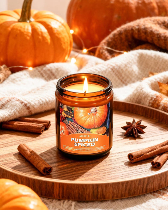 Fall Candles Set - 4 Pack Candles for Home Scented, 28 oz Natural Soy Wax 200 Hour Long Lasting, Autumn Gifts Set for Women Men Fall Fragrance of Pumpkin/Apple Cinnamon/Clove/Wheat Vanilla