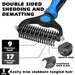Professional 3PCS Self Cleaning Slicker Brush & Pet Grooming Rake & Flea Comb for Dogs,Cats and Horses | Double-Sided Dematting Comb & Skin Friendly Deshedding Grooming Tool | Pet Supplies (Blue)