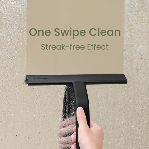 JustHang Shower Squeegee with Built-in Hook, 10-Inch Black