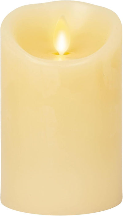 Flameless LED Battery Operated Ivory Pillar Candle, Flickering Realistic Moving Flame, 3" x 4.5" Luminous Real Wax Indoor Home Decor Pack of 1