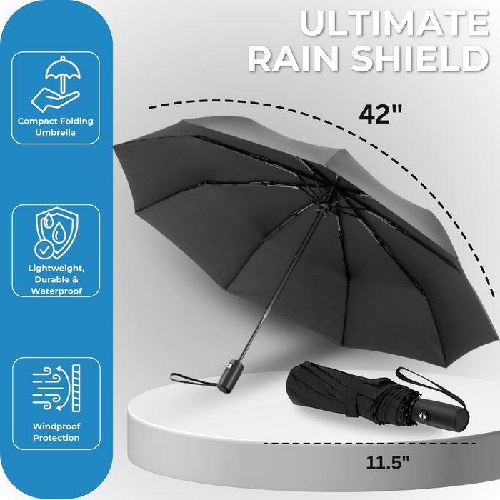 3 Pack Windproof Travel Umbrellas Compact Auto Open