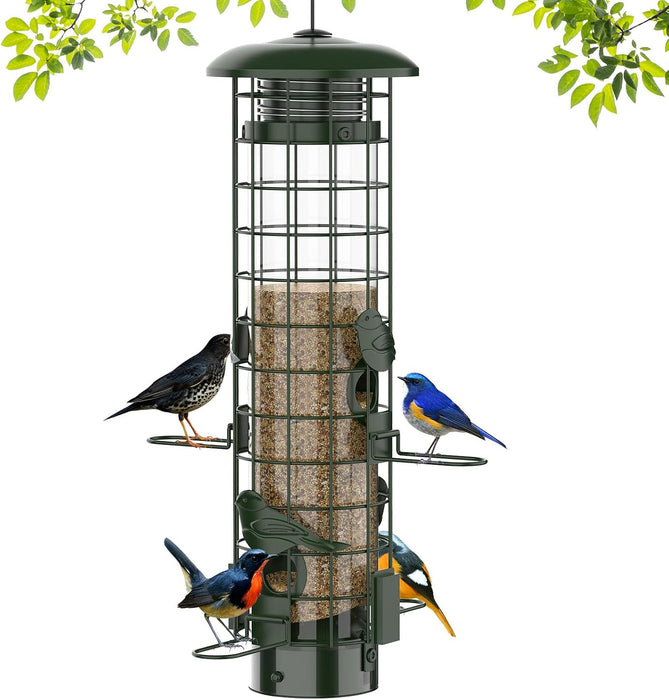 Squirrel Proof Bird Feeder,Metal Mesh Bird Feeders for Outdoors Hanging,Gravity Protection Squirrel Proof Wild Bird Feed