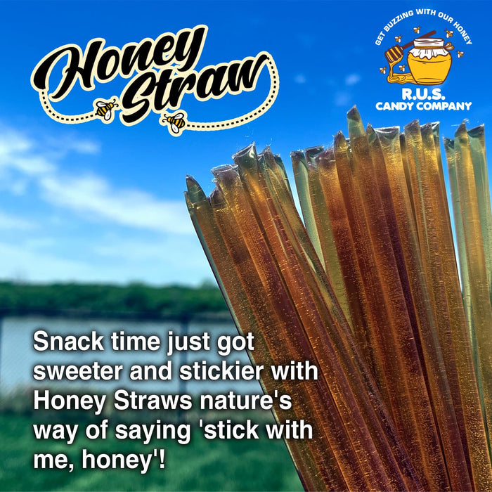 25 Pack Honey Sticks For Tea, Snacking, Honey Straws Packets Single Serve Stir Sticks, Natural Flavor by R.U.S Candy Com