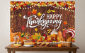 Happy Thanksgiving Backdrop Sign Autumn Maple Leaves Pumpkin Turkey Photography Background for Thanksgiving Day Party Decoration Fall Decorations