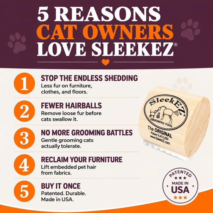 Cat Brush for Shedding - Deshedding Brush for Cats - Patented Grooming Tool for Removing Loose Fur, Undercoat & Hair - Made in USA - Works on Short, Medium & Long Coats