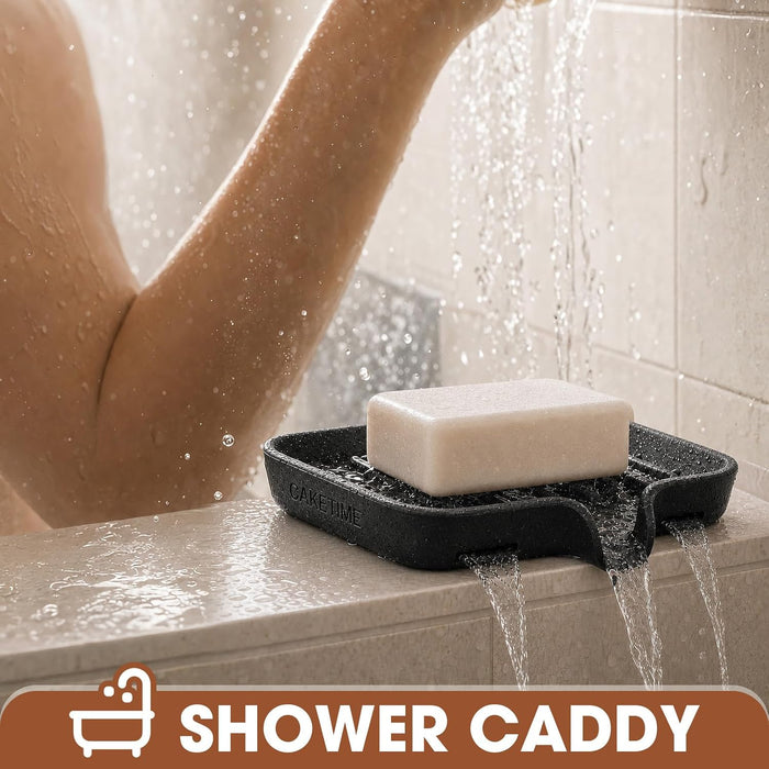 2 Pack Silicone Soap Dish with Drainage Holes for Bathroom Shower Caddy Kitchen Counter Sponge Holder Bar Sink Organizer