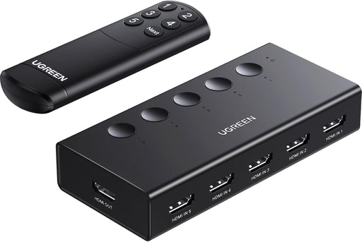 HDMI Switch 5 in 1 Out, 4K@60Hz, with Remote, HDR, VRR, 3D, Black