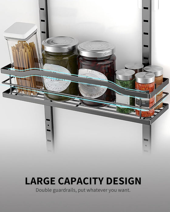 9-Tier Over The Door Pantry Organizer, Pantry Organization and Storage, Black Hanging Basket Wall Spice Rack Seasoning S