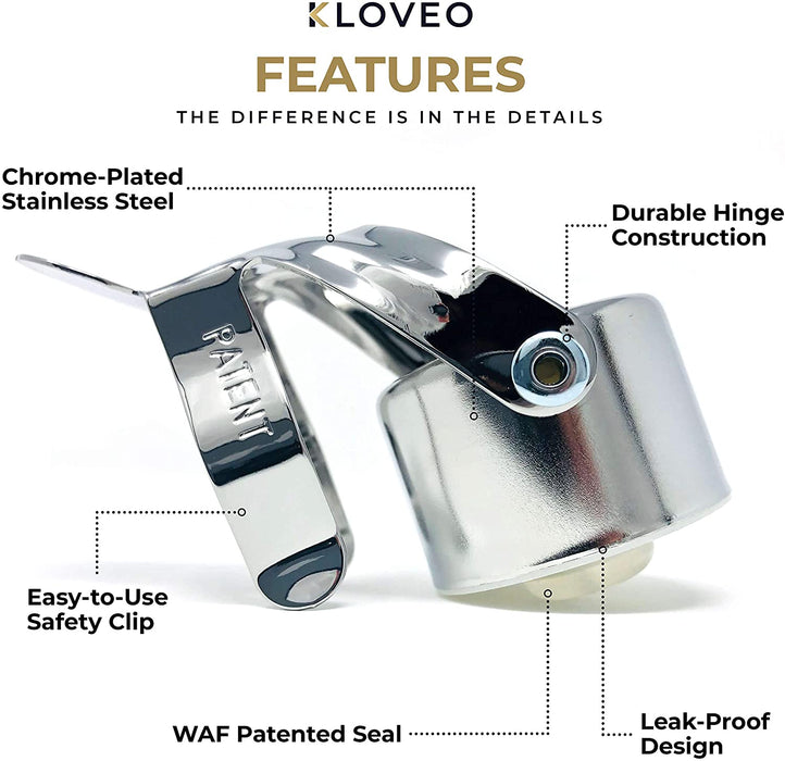 Champagne Stoppers - WAF Patented Seal - Made in Italy