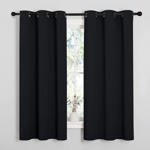 Black Blackout Curtains for Bedroom 42" Wide x 63" Long 2 Panels