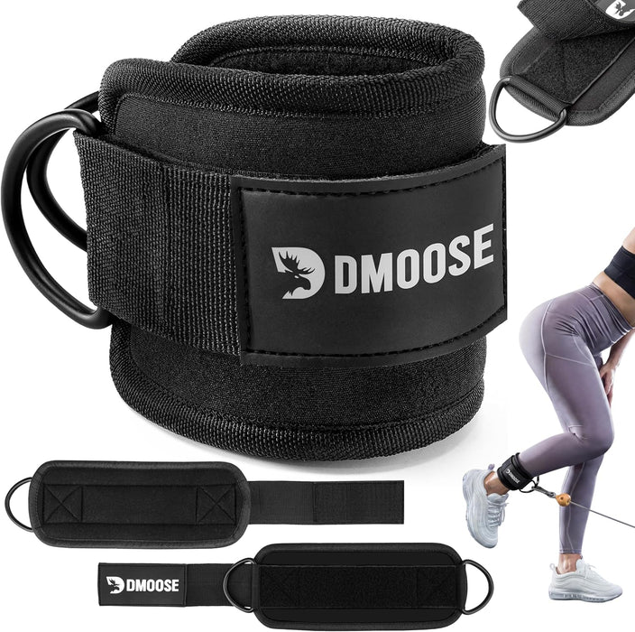 DMoose Ankle Strap for Cable Machine - One Size Fit with Premium Padding, Workout Kickback Ankle Cuffs, Ankle Bands for 