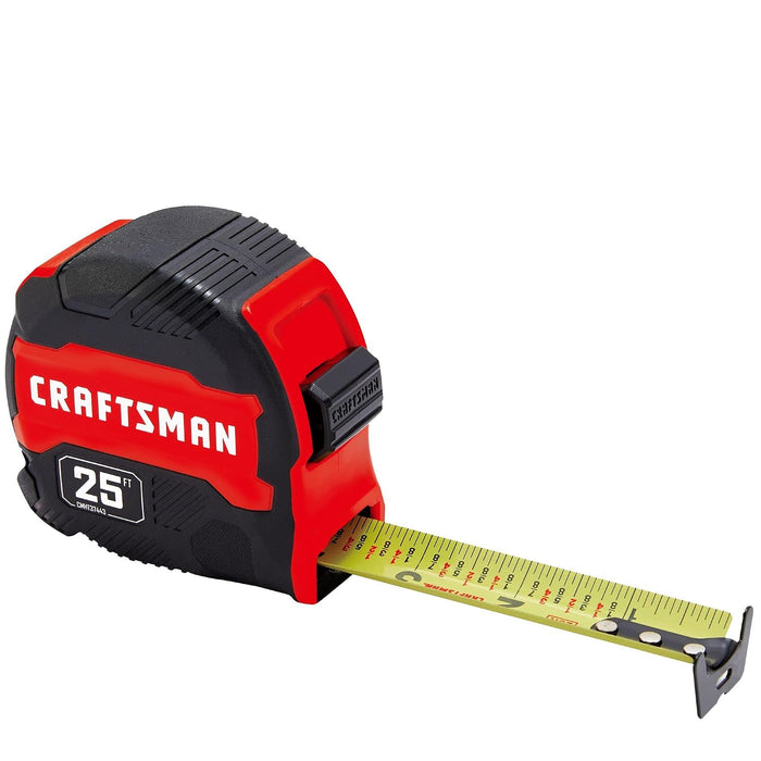 25-Ft Tape Measure with Fraction Marketing, Retractable, Manual-Locking Blade (CMHT37443S)