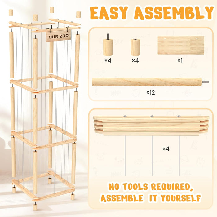 Stuffed Animal Storage & Organizer, Wooden Toy Holder Zoo for Kids