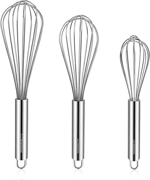 3-Pack Stainless Steel Whisk Set, Kitchen Utensils for Cooking