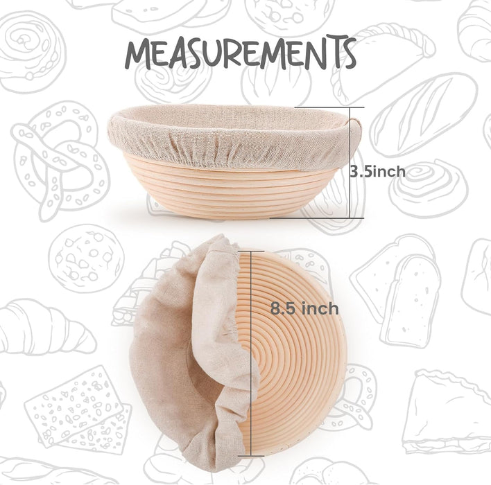 Bread Proofing Baskets Set of 2 8.5 inch Round Dough Proofing Bowls and Liners Perfect Home Sourdough Bread Baking supplies