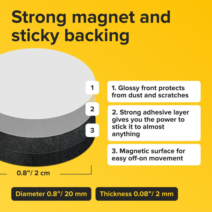 Sticky Flexible Adhesive Magnets for Crafts, 0.8"x0.08" (20x2mm), 120 pcs