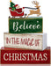 4 Pcs Christmas Table Decorations Wooden Stacked Block Santa