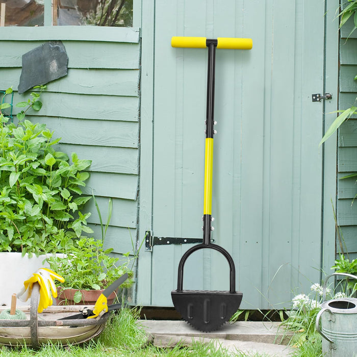 Professional Edge Lawn Tool, Heavy Duty Steel Half Moon & Saw-Tooth Blade for Clean Borders, Long Handle Reduces Back Strain, Manual Edger Ideal for Garden Edges, Sidewalks, Flower Beds