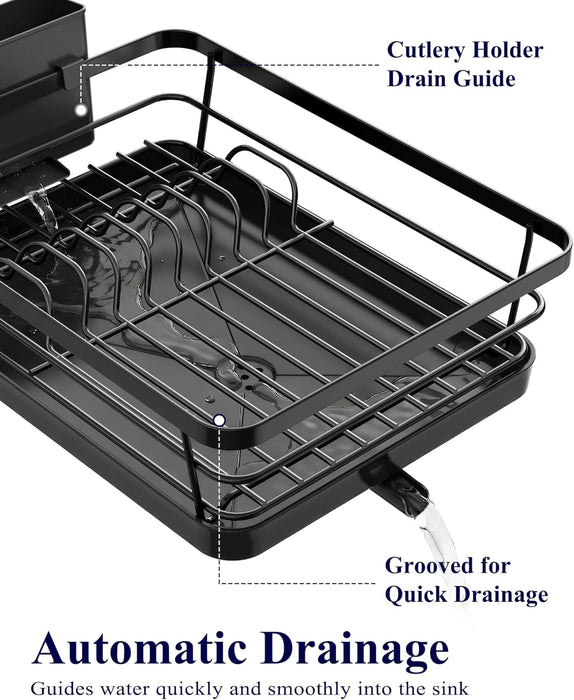 Dish Drying Rack for Kitchen Counter, 12''W x 15.5''L, Black