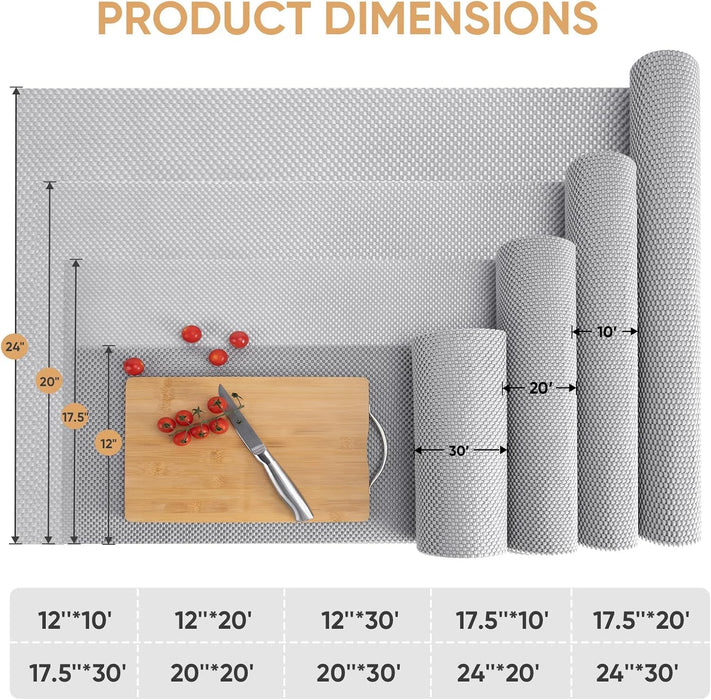 Non-Adhesive Drawer Shelf Liners for Kitchen Cabinets, 12'' x 10'