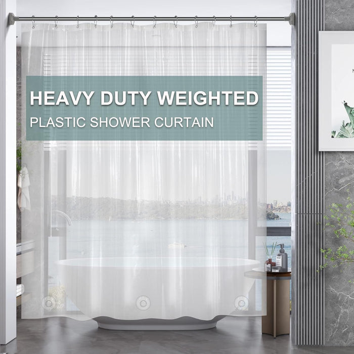 Heavy-Duty Clear PEVA Shower Curtain, 72 x 72 in