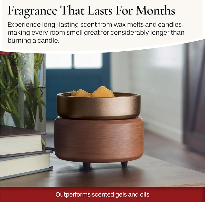 ETC 2-in-1 Candle and Fragrance Warmer for Warming Scented Candles or Wax Melts and Tarts with to Freshen Room, Pewter W