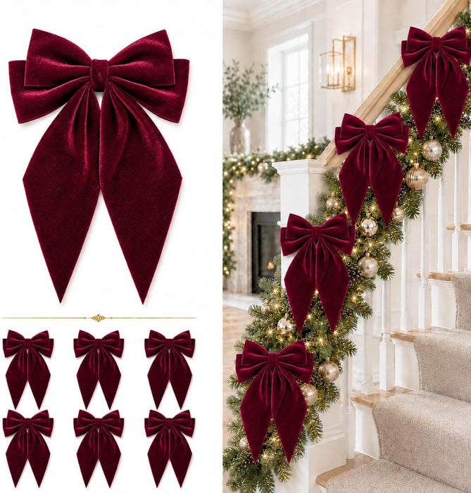 Large Christmas Bows, Velvet Bows for Xmas Tree Topper Garland Wreath Decor