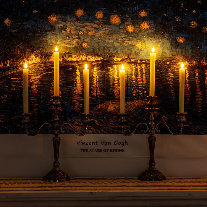 Real Wax LED Flameless Taper Candles with Remote Timer, 9.6 Inches Ivory Fake Candlesticks, Dripless Battery Operated Window Candle with 3D Flickering Flame for Fireplace Xmas Halloween