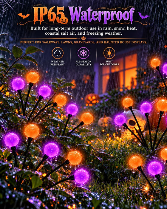 6 Pack Halloween Solar Lights Outdoor, Halloween Decorations Firefly Lights