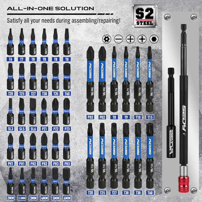 80-Piece Premium Magnetic Impact Nut Driver Set Metric & SAE with Socket Adapters, Bit Holder, Wing Nut Driver, Universa