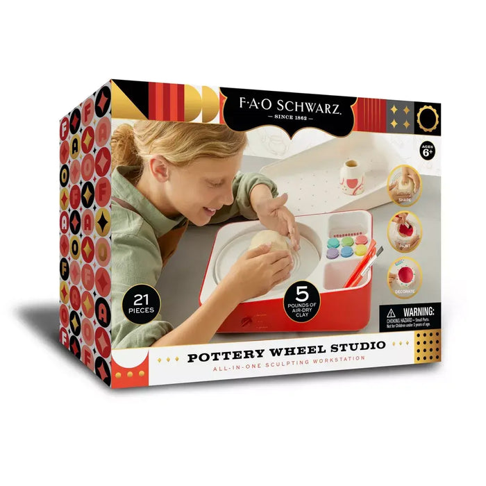 FAO Schwarz Pottery Wheel Studio All-In-One Sculpting Workstation, Clay Sculpting Tools, DIY Pottery Handicraft Art Supplies for Arts and Crafts Enthusiasts