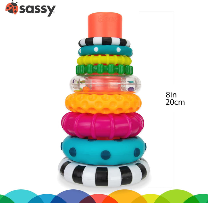 Stacks of Circles Stacking Ring STEM Learning Toy, Age 6+ Months, Multi, 9 Piece Set