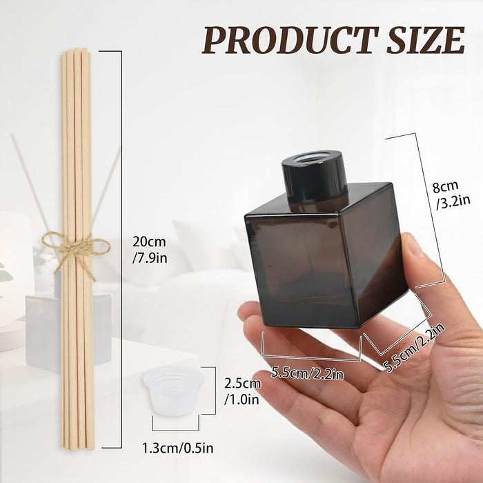 100ml 2pcs Reed Diffuser Bottles - Fragrance Diffuser Empty Bottle with 20pcs Reed Sticks for Home Fragrance Accessories and Women Gift Room,Home,Bathroom Decor