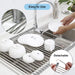 Over the Sink Dish Drying Rack, Roll up Sink Dish Drainer Rack Foldable Kitchen Stainless Steel Dish Rack Sink Drying Ra