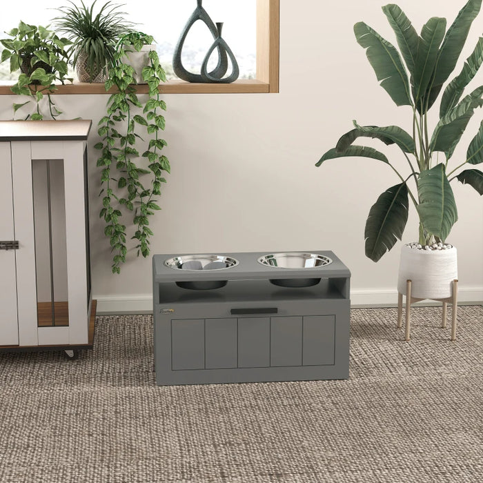 Elevated Dog Bowl Station with Storage