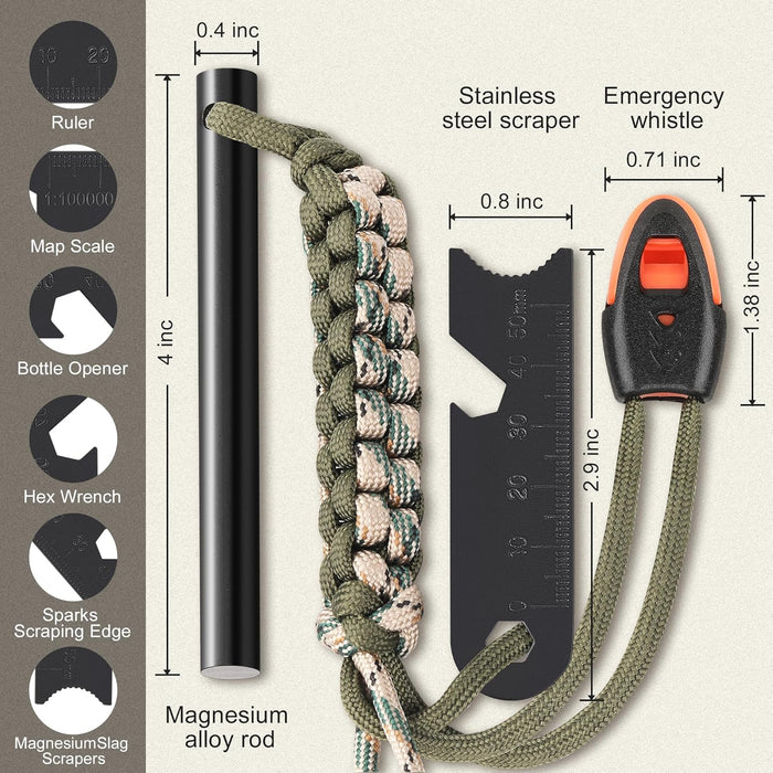 Survival Fire Starter, 4 Inch Ferro Rod, Flint Fire Starters