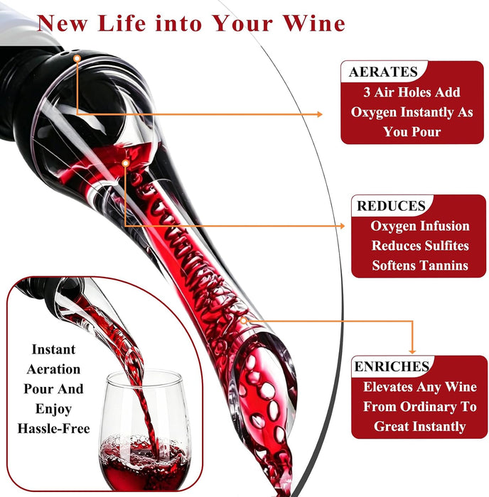 Wine Aerator Pourer Spout, Premium Aerating Pourers with Gift Packing, Wine Pourer Aerator, Easy to Use for Enhancing Wi