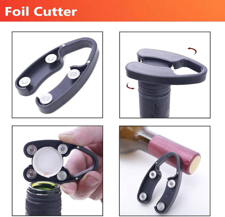 Air Pressure Pump Bottle Opener With Foil Cutter,Aerator Pourer,Vacuum Stopper(4PCS),Simple Cork Remover,Efficient Corks