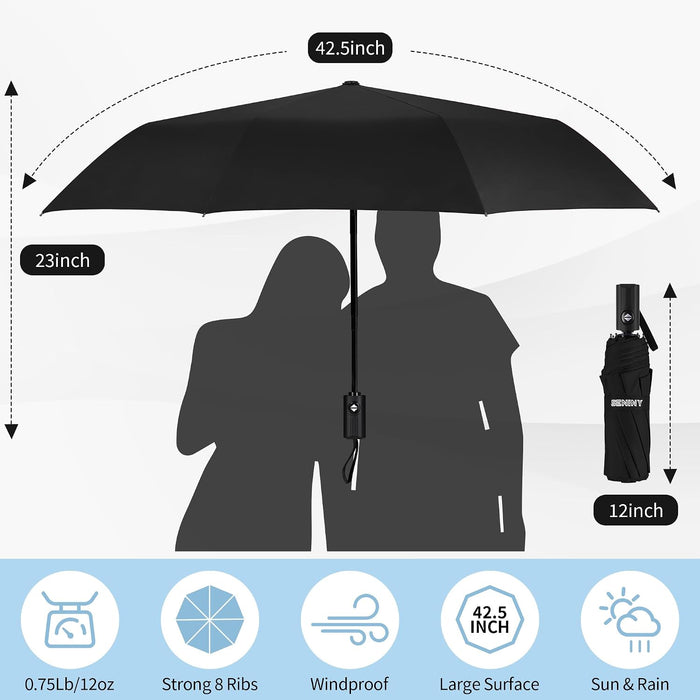 Windproof Travel Umbrella, Automatic Umbrellas for Rain, Portable & Compact Umbrellas for Backpack, Strong UV for Protec