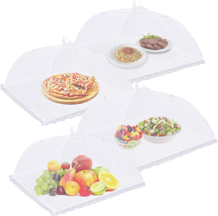 4 Pack Mesh Food Covers 17 inch, Large and Tall Food Covers, Pop-Up Mesh Food Covers Tent Umbrella for BBQs, Outdoors, S